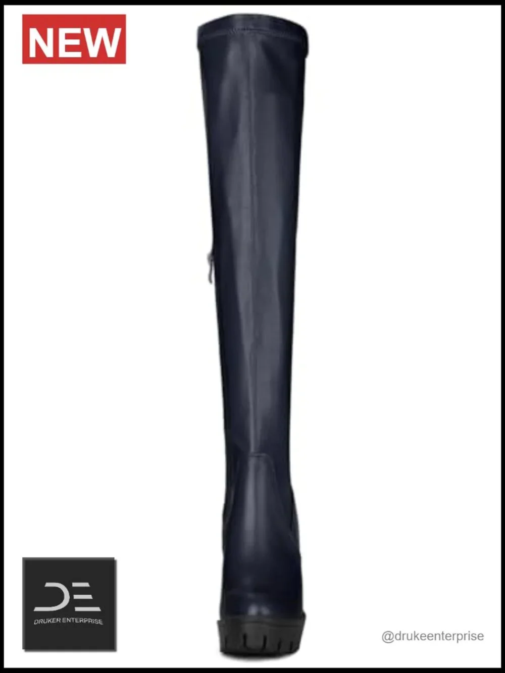 Faux Leather Platform Over Knee Chunky Heel Boots